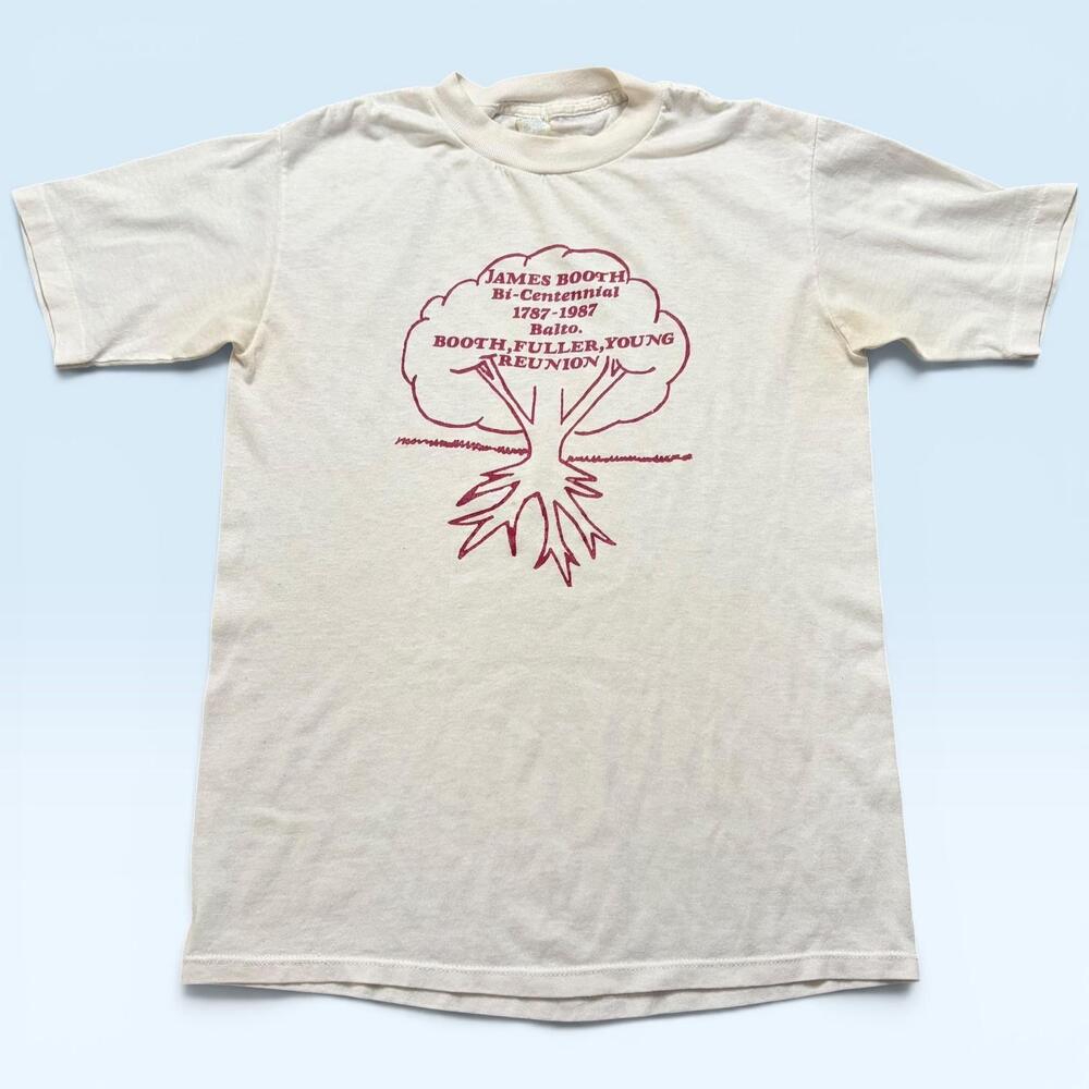 Vintage Sportswear Shirt Mens Medium White James Booth Reunion Tee T-Shirt 1987